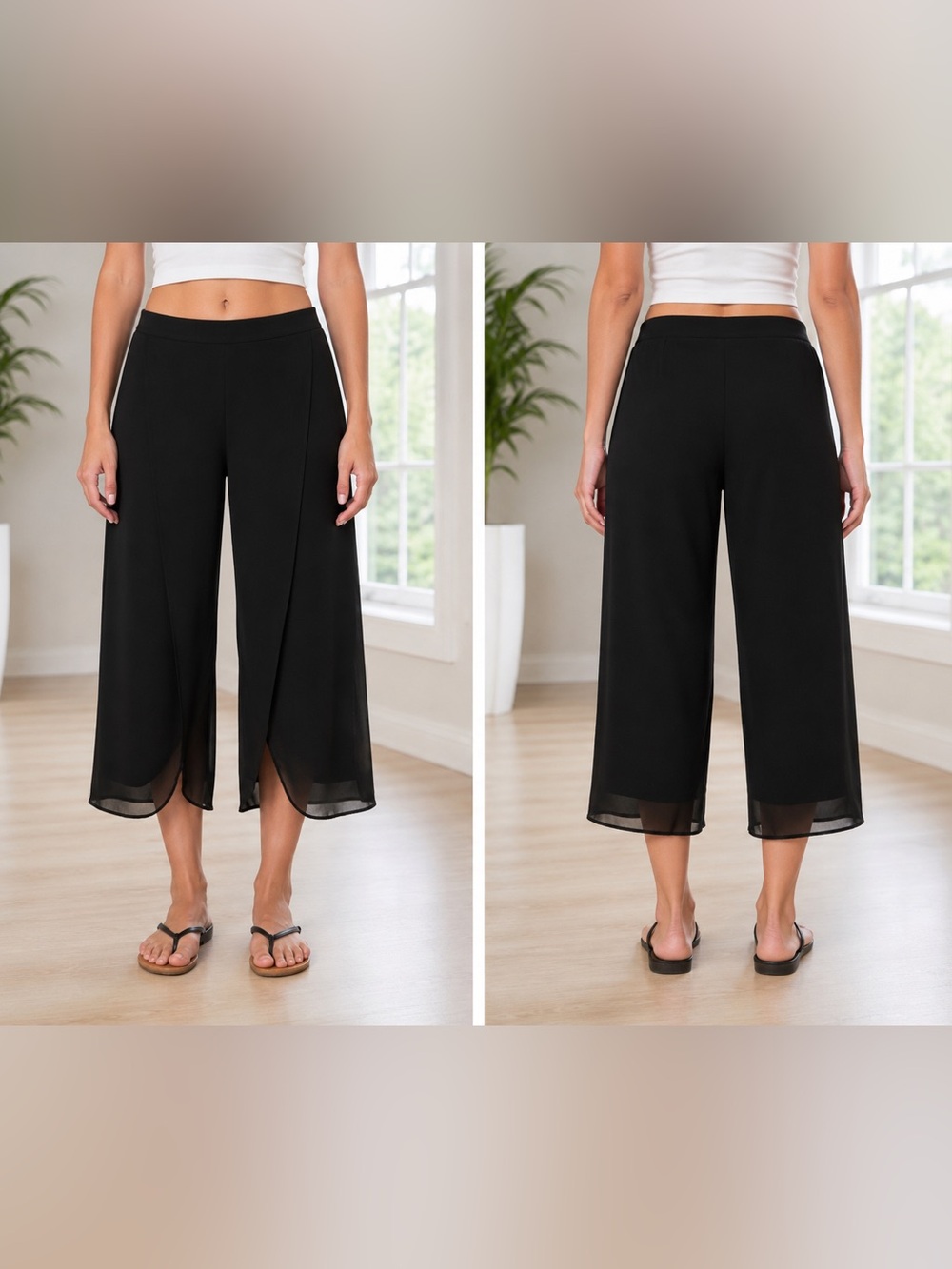 JR Nites Chiffon Swim Cover-ups/Overlay Culotte Pants - Black